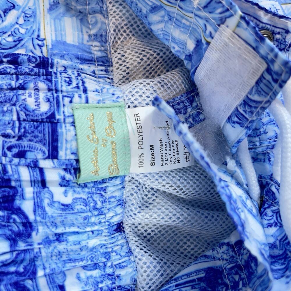 Antica Sartoira Blue Toile Board Swim Shorts Men's M Giacomo Cinque Positano - Picture 3 of 11